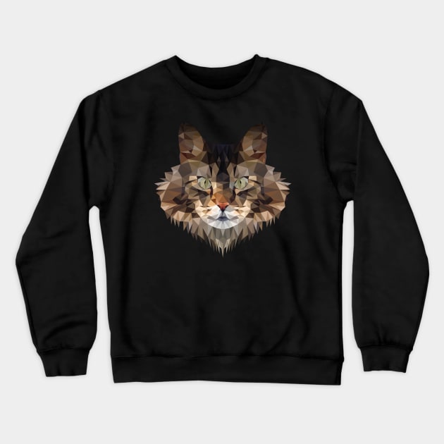 Maine Coon Cat Polygon Art - Coloured Crewneck Sweatshirt by meownarchy
